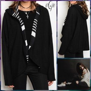 Black and white hooded cardigan NWT